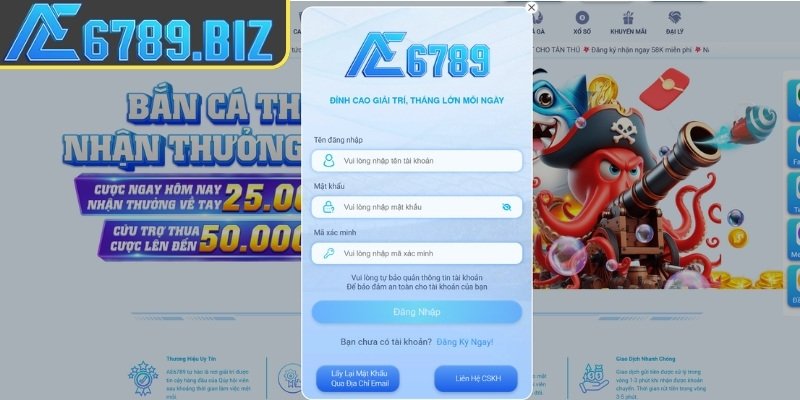 Đăng nhập AE6789 trên máy tính