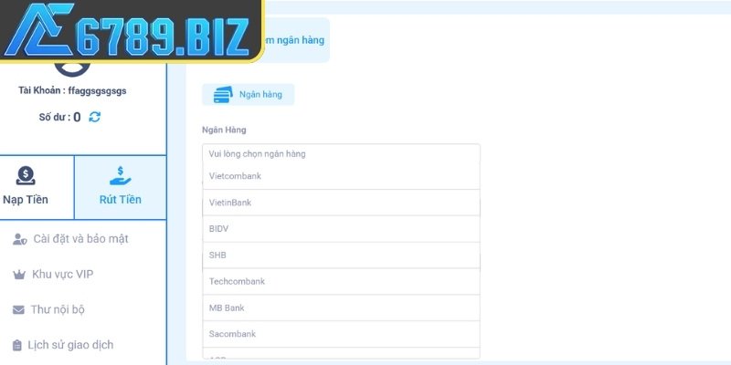 Điều kiện rút tiền AE6789