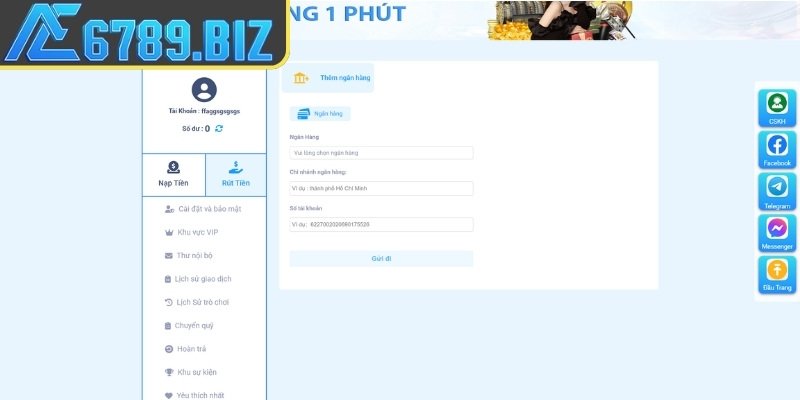 Các phương thức rút tiền AE6789